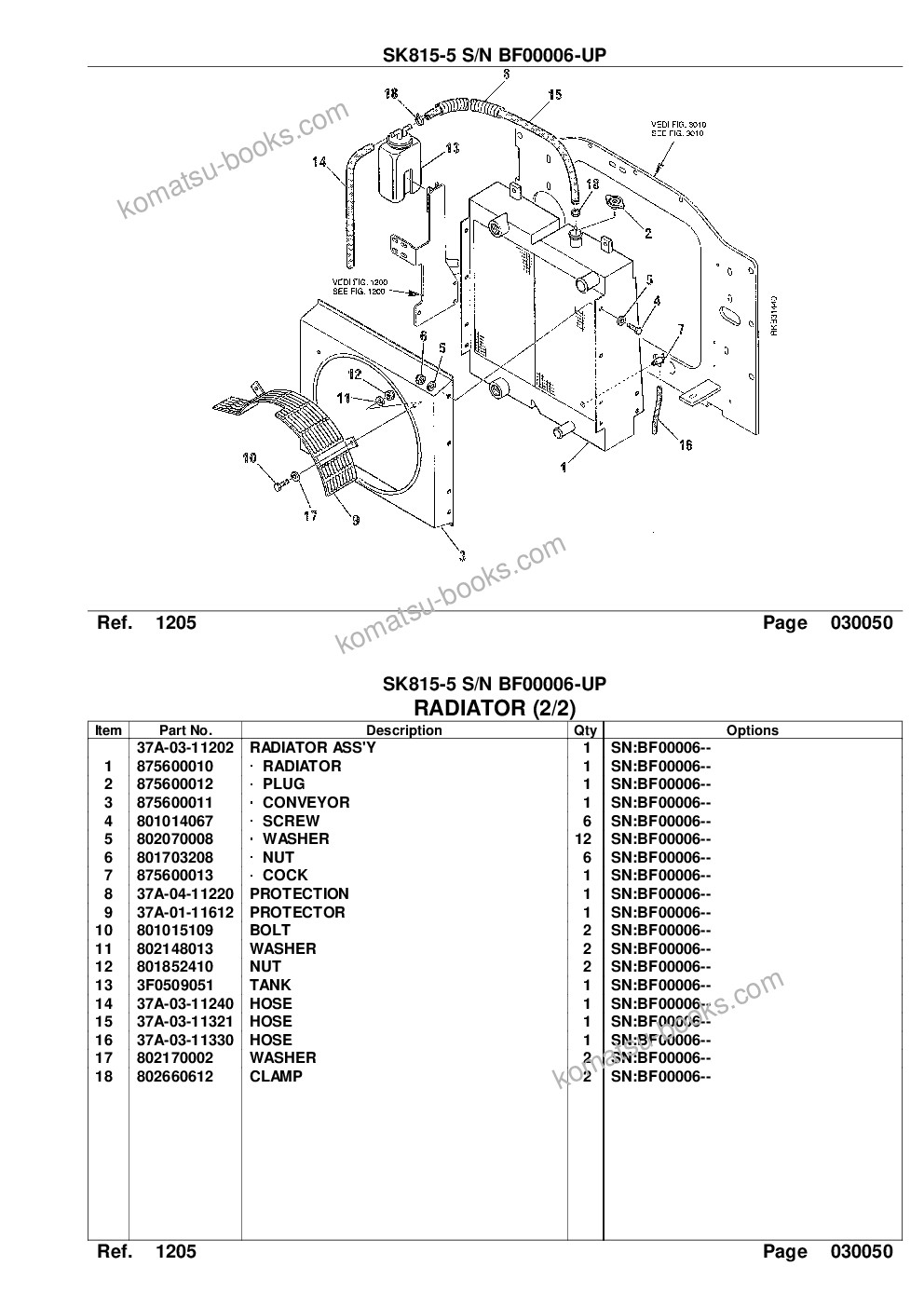 Komatsu sk815-5 s/n bf00006-up Parts catalog cover Page 7