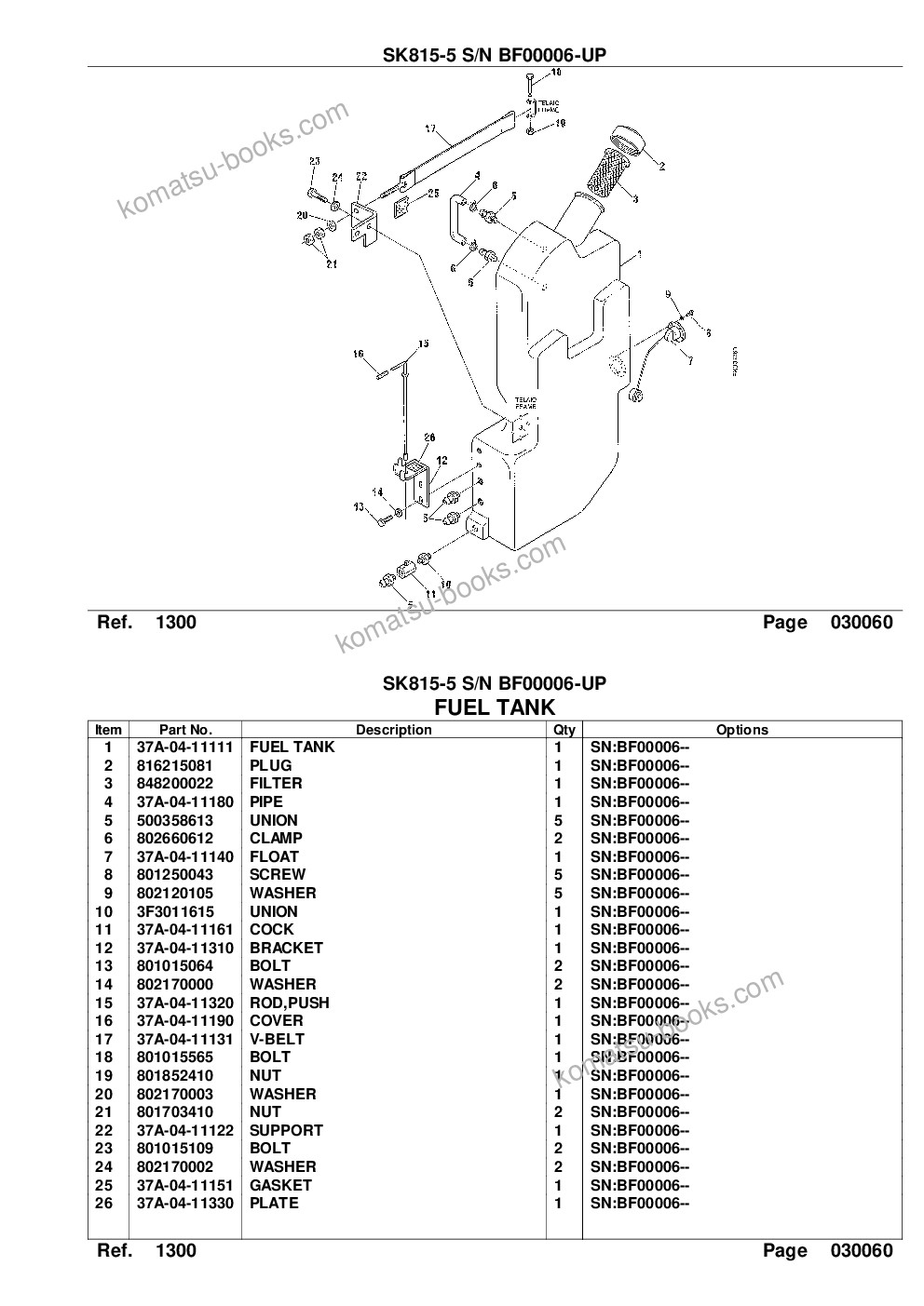 Komatsu sk815-5 s/n bf00006-up Parts catalog cover Page 8