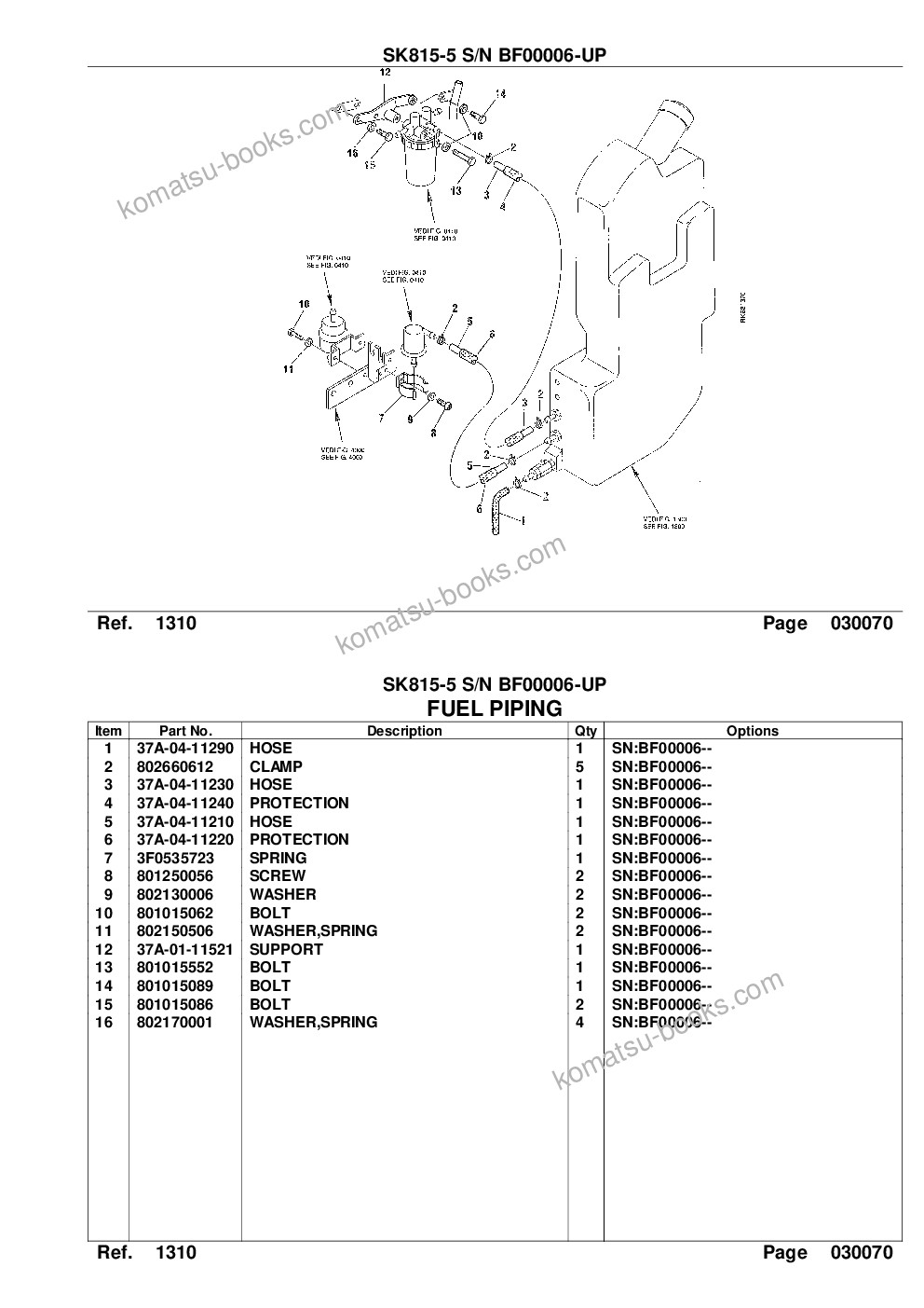 Komatsu sk815-5 s/n bf00006-up Parts catalog cover Page 9