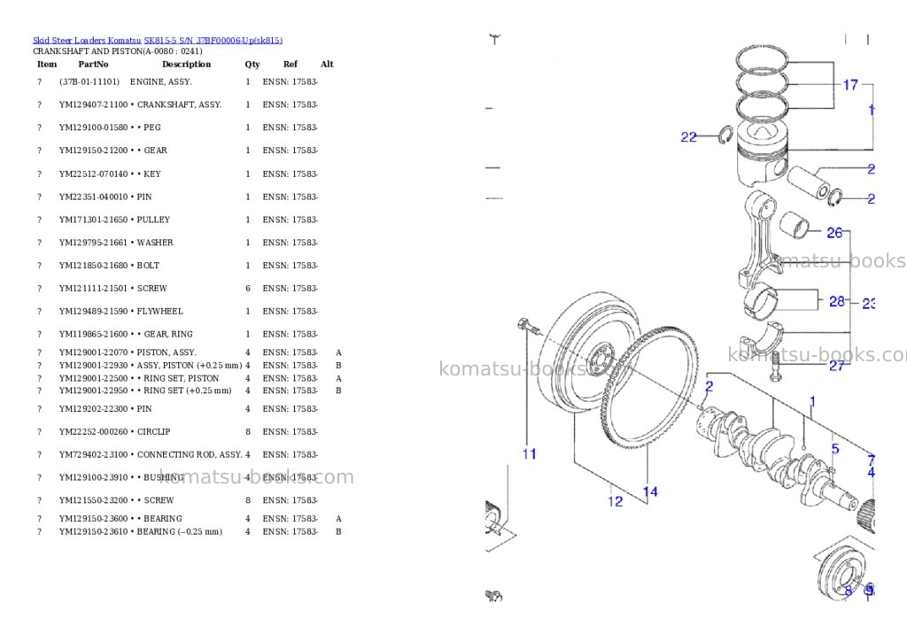 Komatsu sk815-5 s/n 37bf00006-up Parts catalog cover Page 7