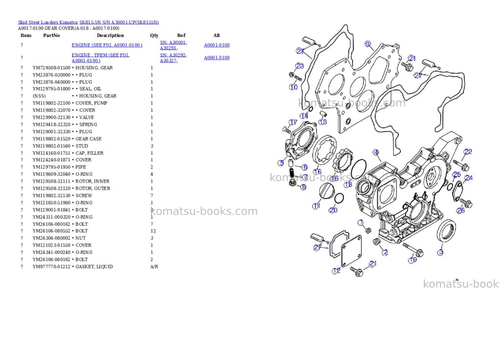 Komatsu sk815-5n s/n a30001-up Parts catalog cover Page 8 Komatsu sk815-5n s/n a30001-up Parts catalog cover Page 8