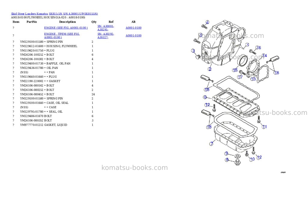 Komatsu sk815-5n s/n a30001-up Parts catalog cover Page 9 Komatsu sk815-5n s/n a30001-up Parts catalog cover Page 9