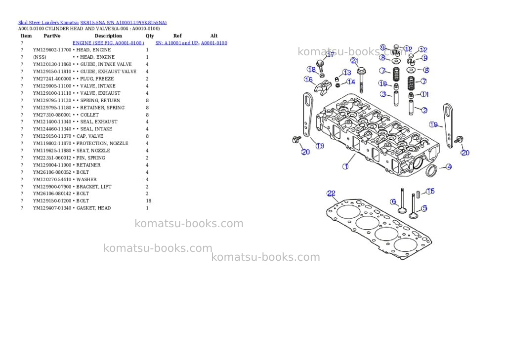 Komatsu sk815-5na s/n a10001-up Parts catalog cover Komatsu sk815-5na s/n a10001-up Parts catalog cover