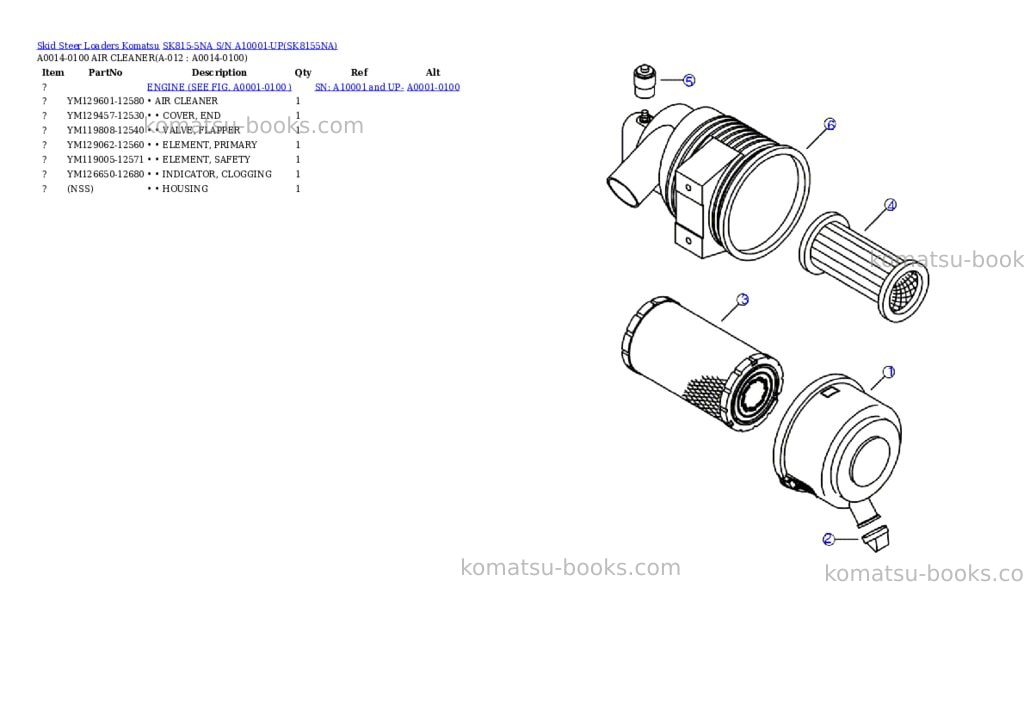 Komatsu sk815-5na s/n a10001-up Parts catalog cover Page 5 Komatsu sk815-5na s/n a10001-up Parts catalog cover Page 5
