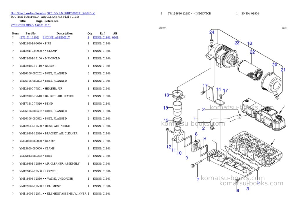 Komatsu sk815-5 s/n 37bf00902-up Parts catalog cover