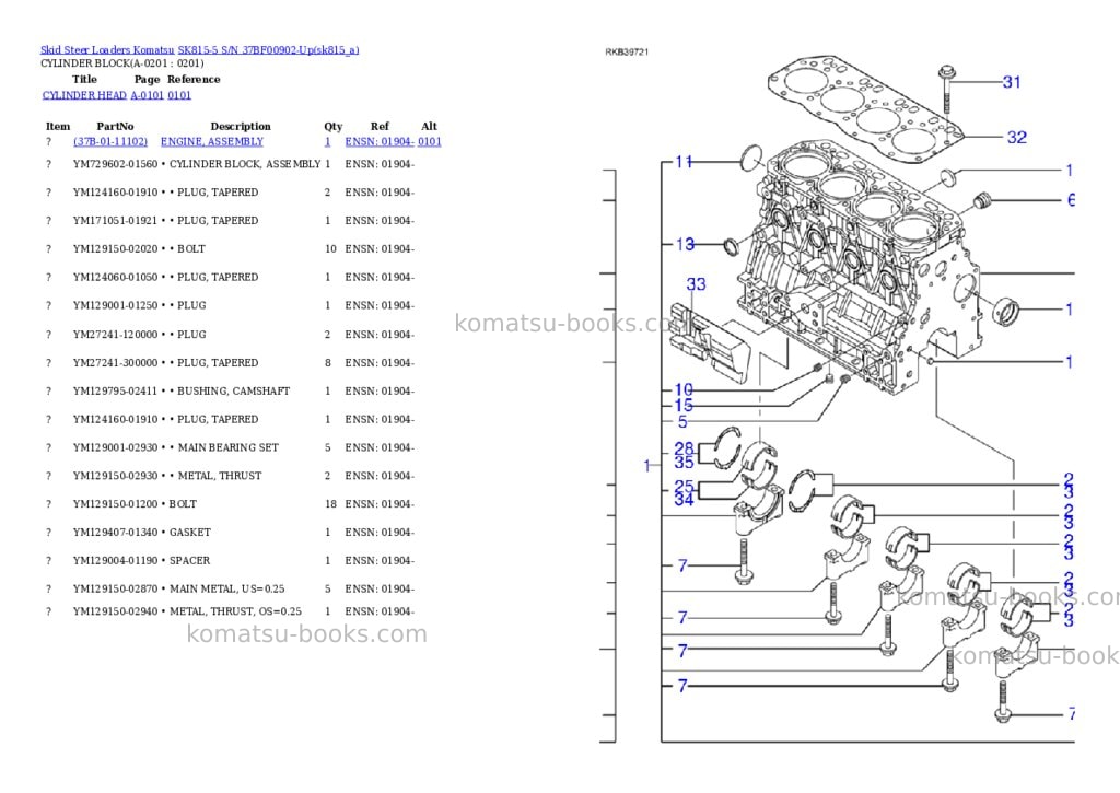 Komatsu sk815-5 s/n 37bf00902-up Parts catalog cover Page 3