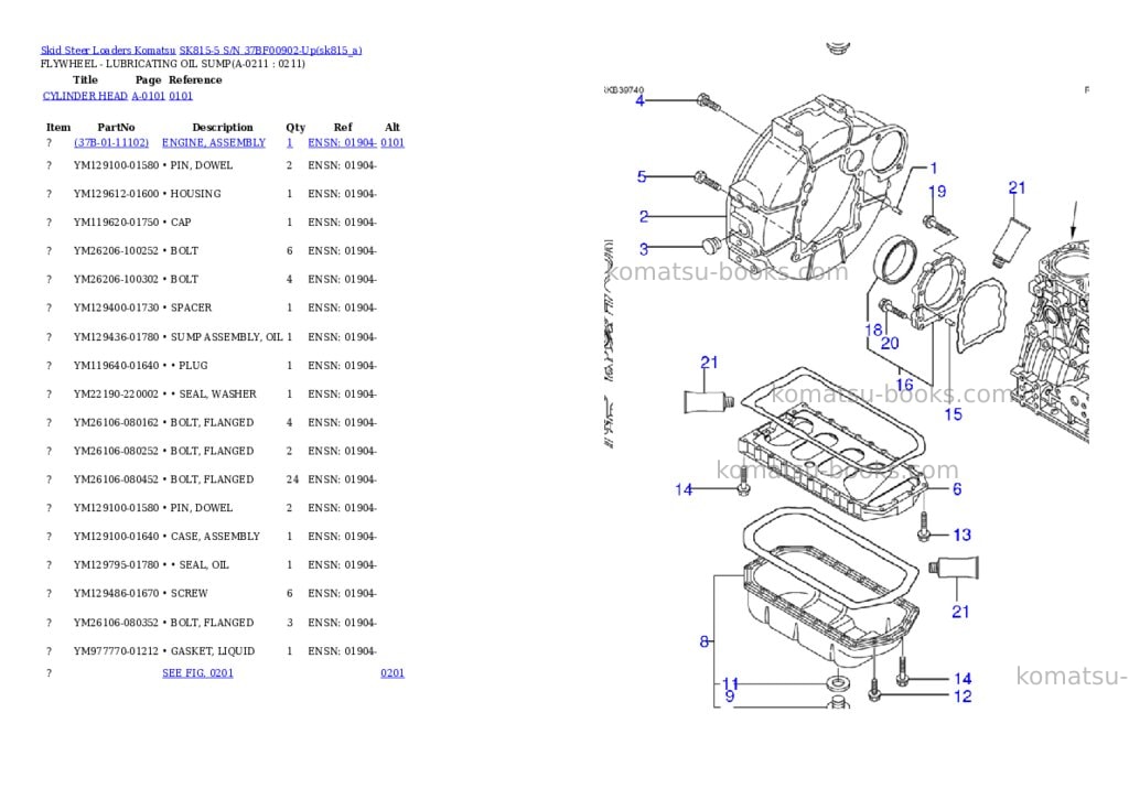 Komatsu sk815-5 s/n 37bf00902-up Parts catalog cover Page 5