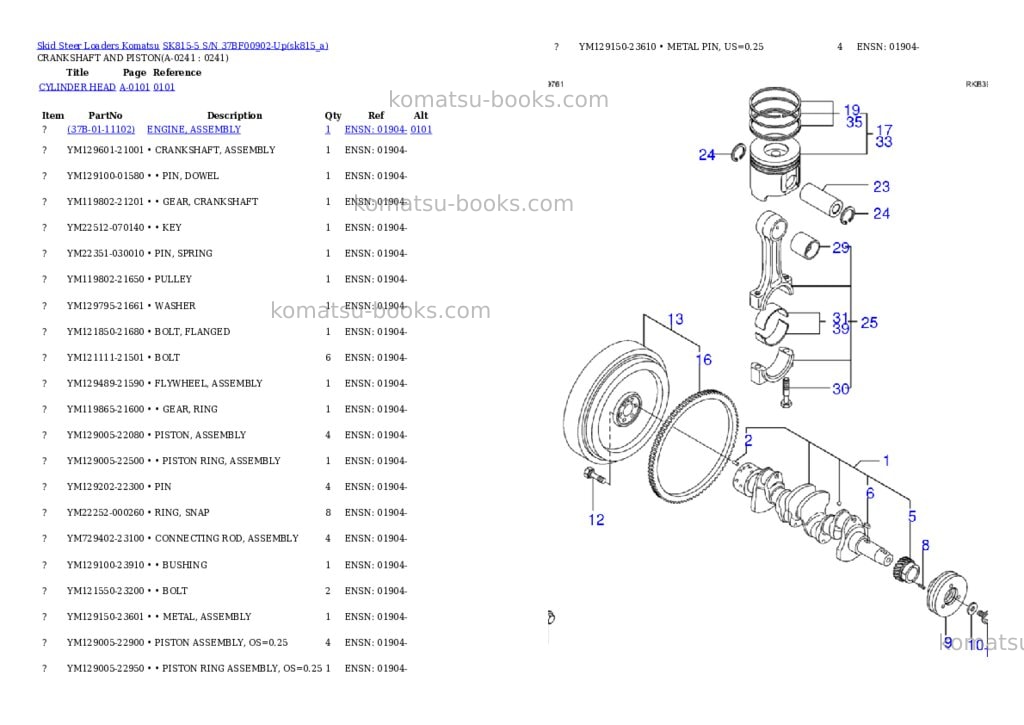 Komatsu sk815-5 s/n 37bf00902-up Parts catalog cover Page 7