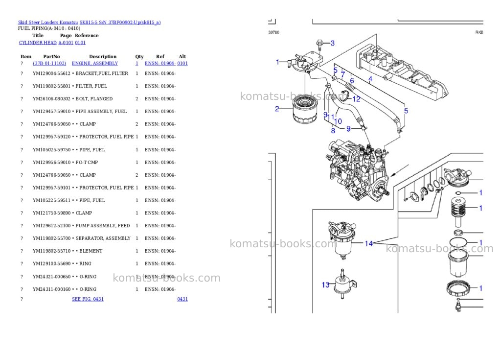 Komatsu sk815-5 s/n 37bf00902-up Parts catalog cover Page 9