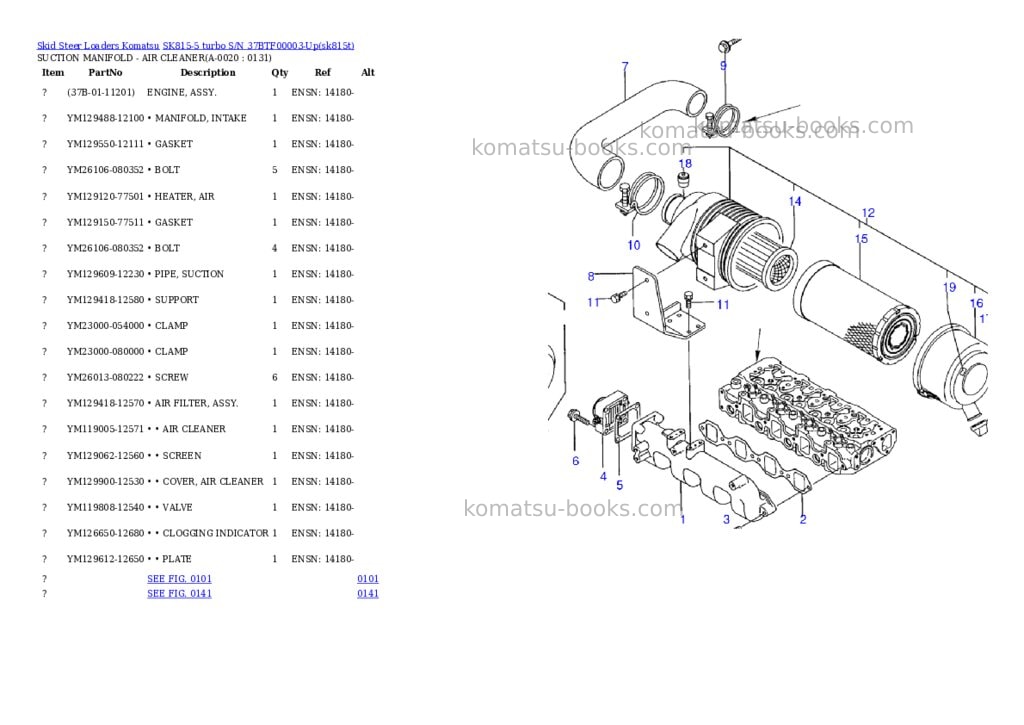 Komatsu sk815-5 turbo s/n 37btf00003-up Parts catalog cover