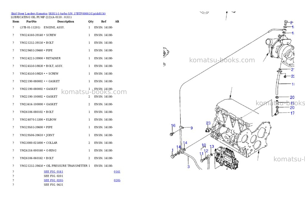 Komatsu sk815-5 turbo s/n 37btf00003-up Parts catalog cover Page 10