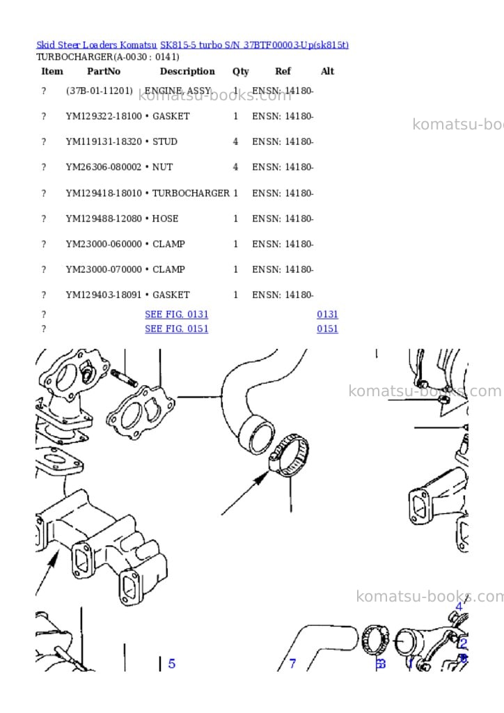 Komatsu sk815-5 turbo s/n 37btf00003-up Parts catalog cover Page 2