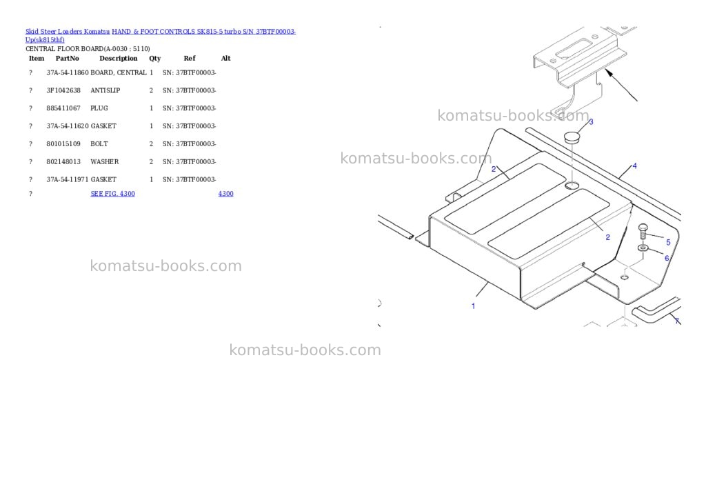 Komatsu hand & foot controls sk815-5 turbo s/n 37btf00003-up Parts catalog cover Page 2 Komatsu hand & foot controls sk815-5 turbo s/n 37btf00003-up Parts catalog cover Page 2