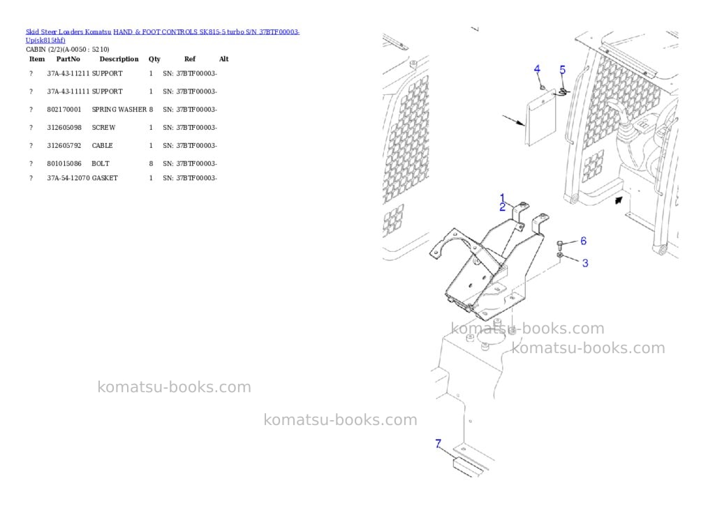 Komatsu hand & foot controls sk815-5 turbo s/n 37btf00003-up Parts catalog cover Page 4 Komatsu hand & foot controls sk815-5 turbo s/n 37btf00003-up Parts catalog cover Page 4