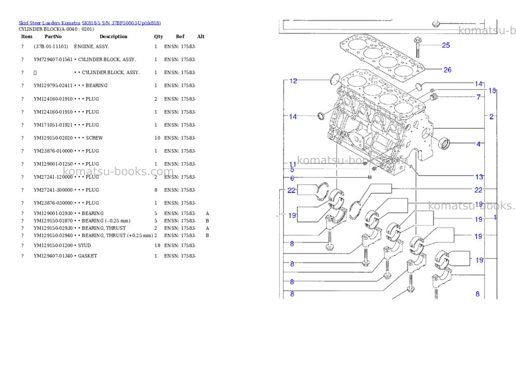 Komatsu sk818-5 s/n 37bf50003-up Parts catalog cover Page 3