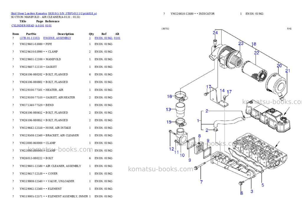 Komatsu sk818-5 s/n 37bf50111-up Parts catalog cover
