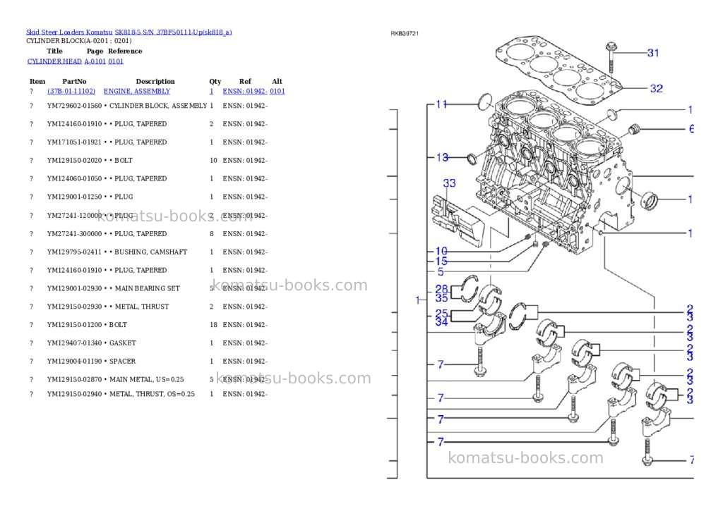 Komatsu sk818-5 s/n 37bf50111-up Parts catalog cover Page 3