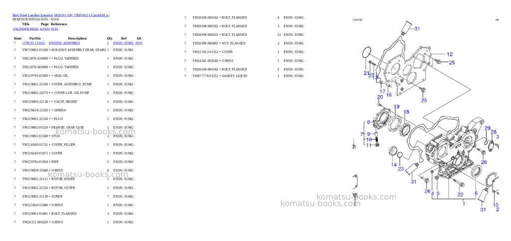 Komatsu sk818-5 s/n 37bf50111-up Parts catalog cover Page 4