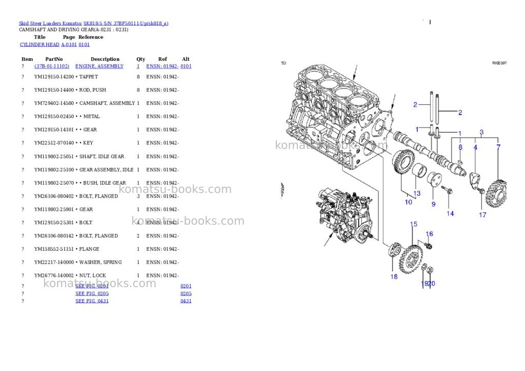 Komatsu sk818-5 s/n 37bf50111-up Parts catalog cover Page 6