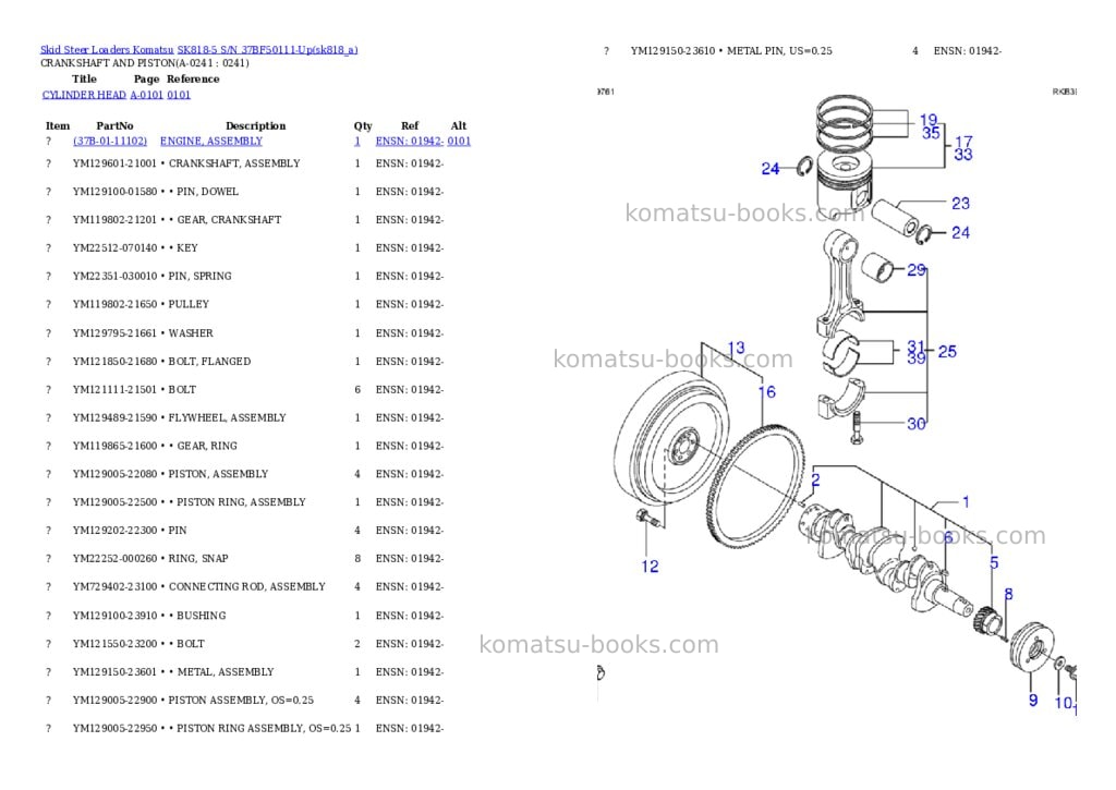 Komatsu sk818-5 s/n 37bf50111-up Parts catalog cover Page 7