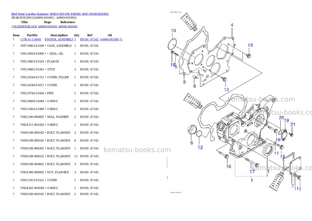 Komatsu SK820-5E0 S/N F60002 AND UP Parts catalog cover Komatsu SK820-5E0 S/N F60002 AND UP Parts catalog cover