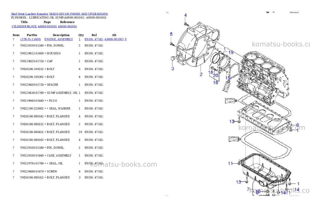 Komatsu SK820-5E0 S/N F60002 AND UP Parts catalog cover Page 2 Komatsu SK820-5E0 S/N F60002 AND UP Parts catalog cover Page 2