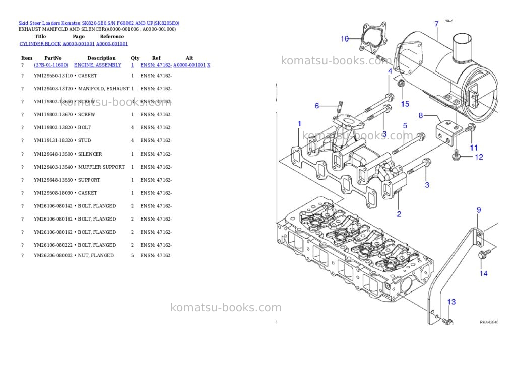 Komatsu SK820-5E0 S/N F60002 AND UP Parts catalog cover Page 5 Komatsu SK820-5E0 S/N F60002 AND UP Parts catalog cover Page 5