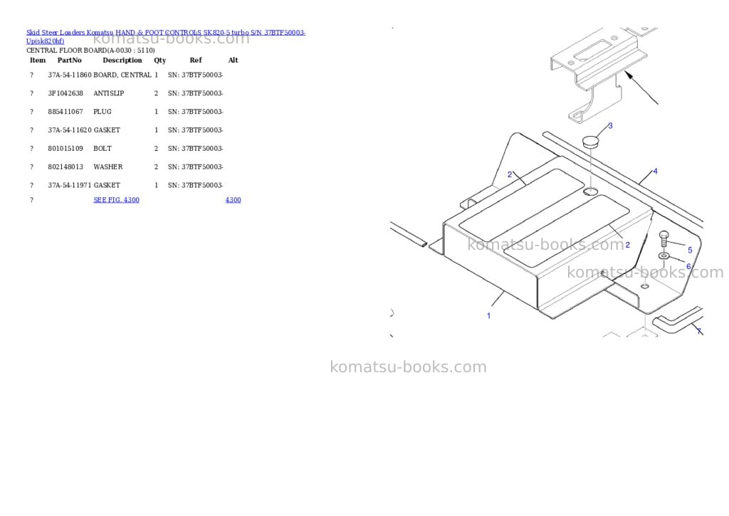 Komatsu hand & foot controls sk820-5 turbo s/n 37btf50003-up Parts catalog cover Page 2 Komatsu hand & foot controls sk820-5 turbo s/n 37btf50003-up Parts catalog cover Page 2