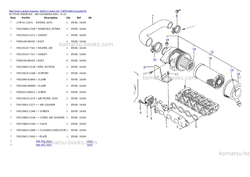 Komatsu sk820-5 turbo s/n 37btf50003-up Parts catalog cover