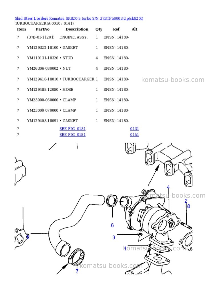 Komatsu sk820-5 turbo s/n 37btf50003-up Parts catalog cover Page 2