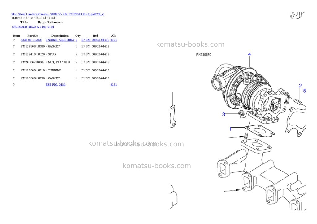 Komatsu sk820-5 s/n 37btf50112-up Parts catalog cover Page 4