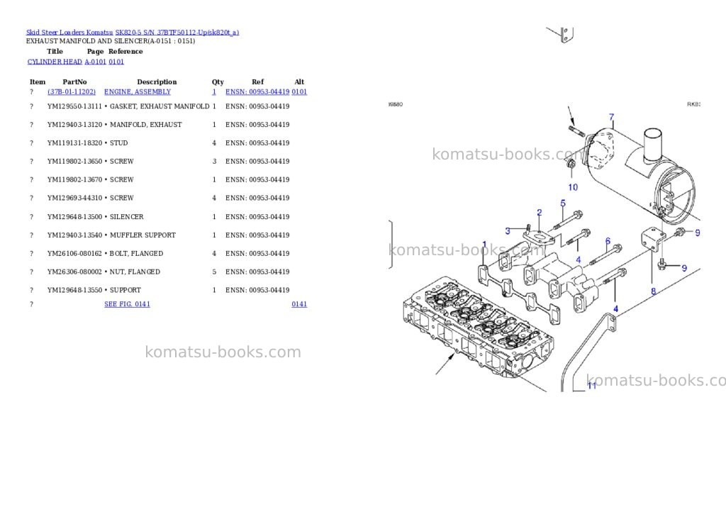 Komatsu sk820-5 s/n 37btf50112-up Parts catalog cover Page 6