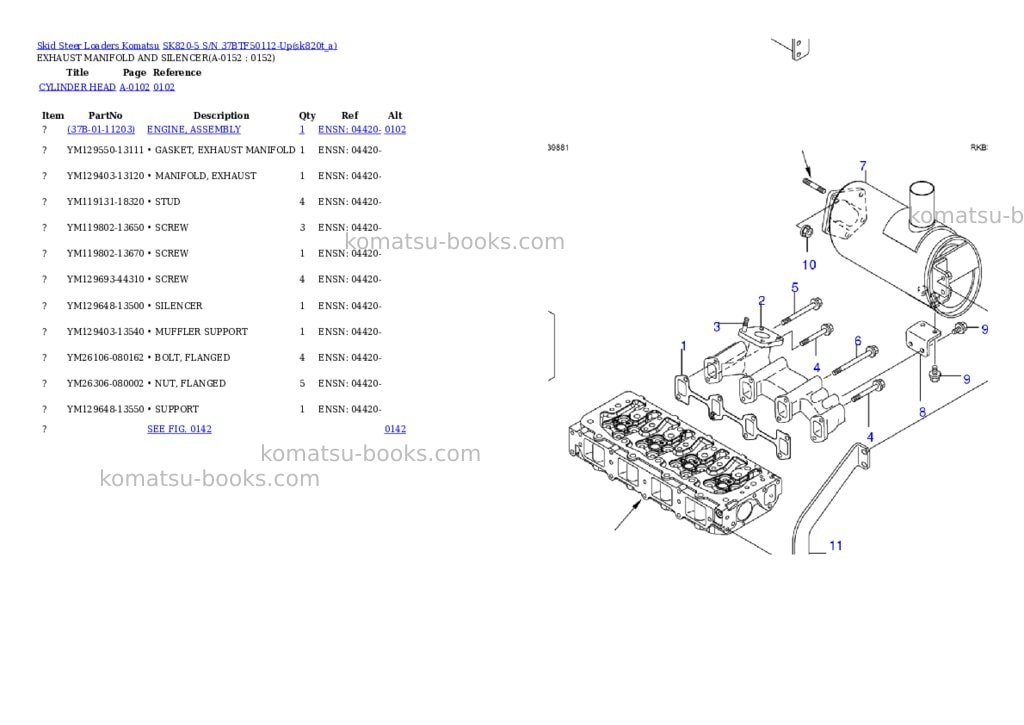 Komatsu sk820-5 s/n 37btf50112-up Parts catalog cover Page 7