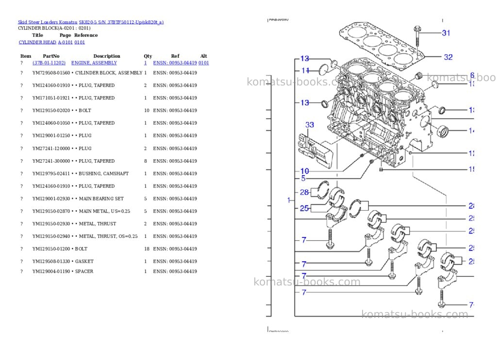 Komatsu sk820-5 s/n 37btf50112-up Parts catalog cover Page 8