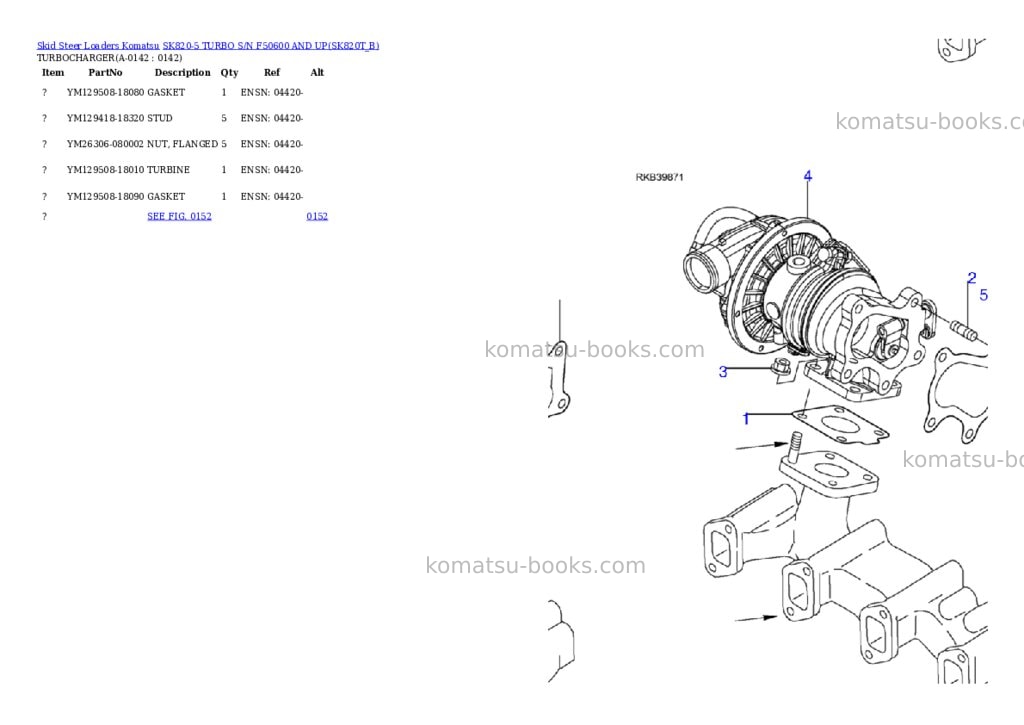 Komatsu sk820-5 turbo s/n f50600 and up Parts catalog cover Page 2 Komatsu sk820-5 turbo s/n f50600 and up Parts catalog cover Page 2