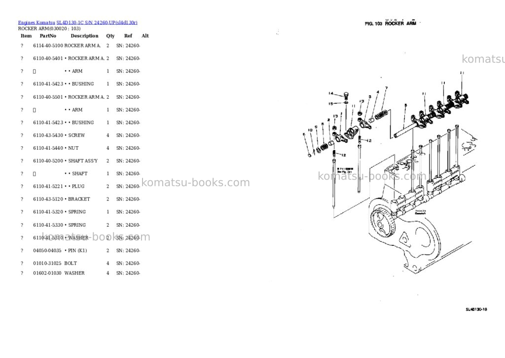 Komatsu SL4D130-1C S/N 24260-UP Parts catalog cover