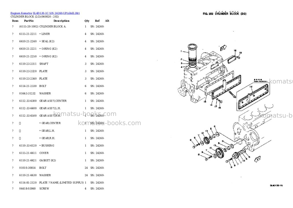 Komatsu SL4D130-1C S/N 24260-UP Parts catalog cover Page 10