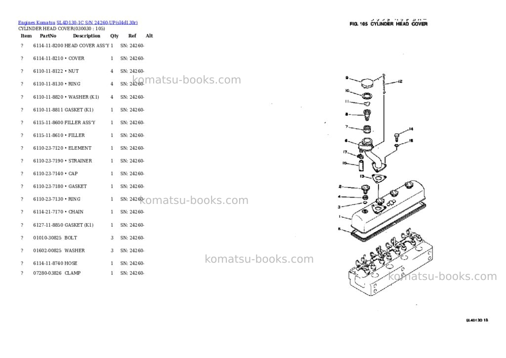 Komatsu SL4D130-1C S/N 24260-UP Parts catalog cover Page 2