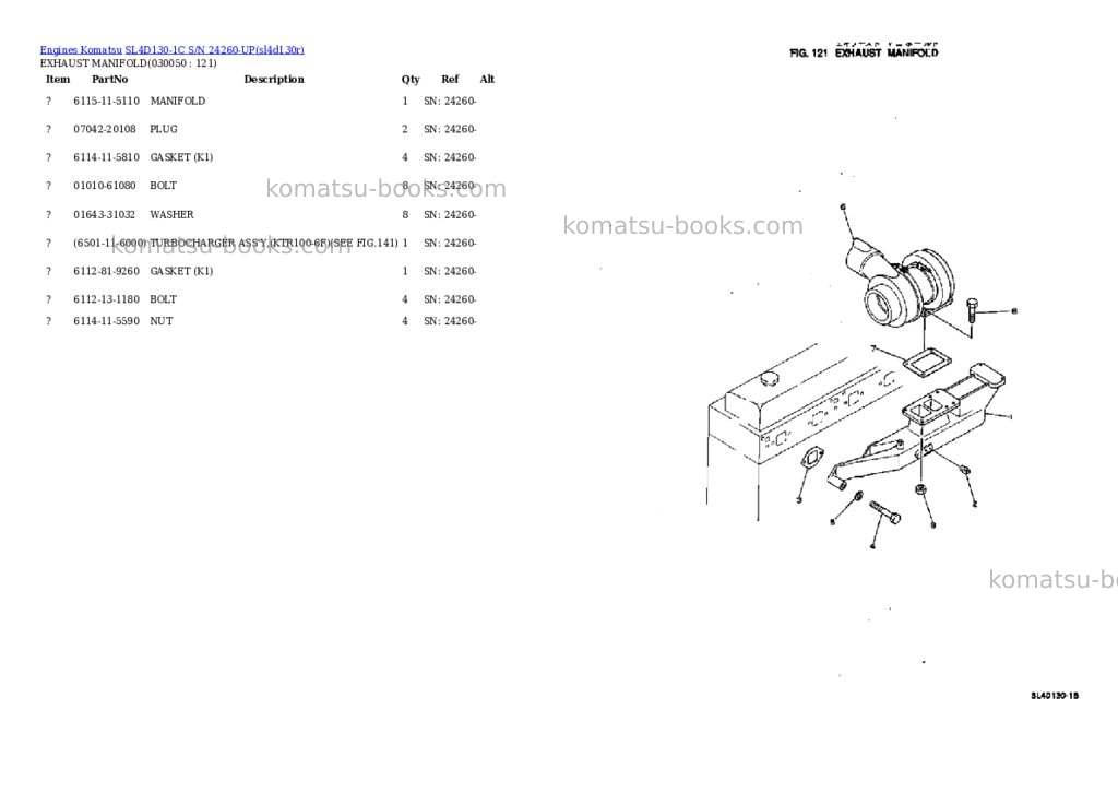 Komatsu SL4D130-1C S/N 24260-UP Parts catalog cover Page 4
