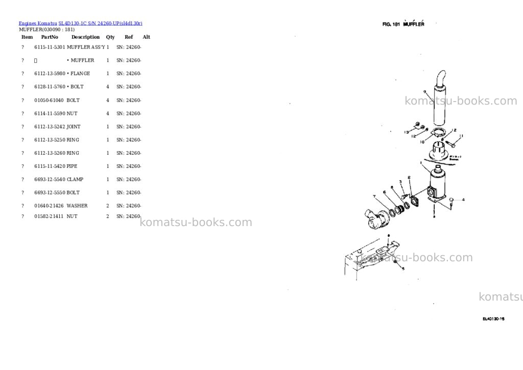Komatsu SL4D130-1C S/N 24260-UP Parts catalog cover Page 8