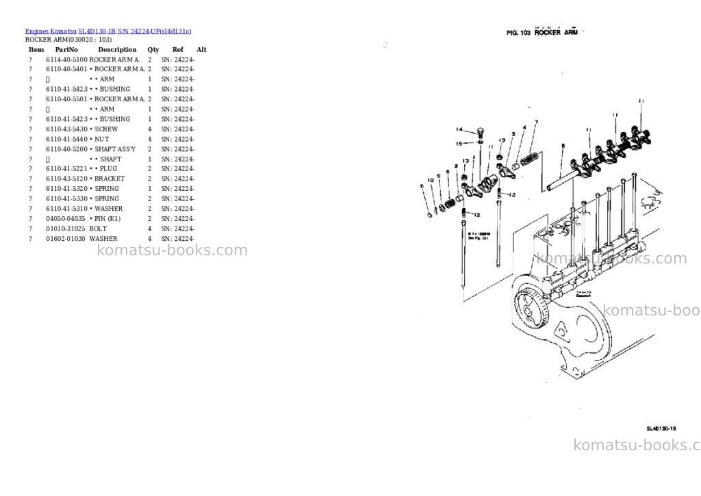 Komatsu SL4D130-1B S/N 24224-UP Parts catalog cover