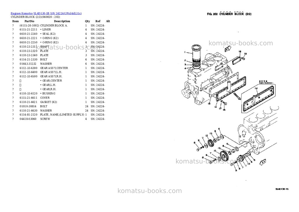 Komatsu SL4D130-1B S/N 24224-UP Parts catalog cover Page 10