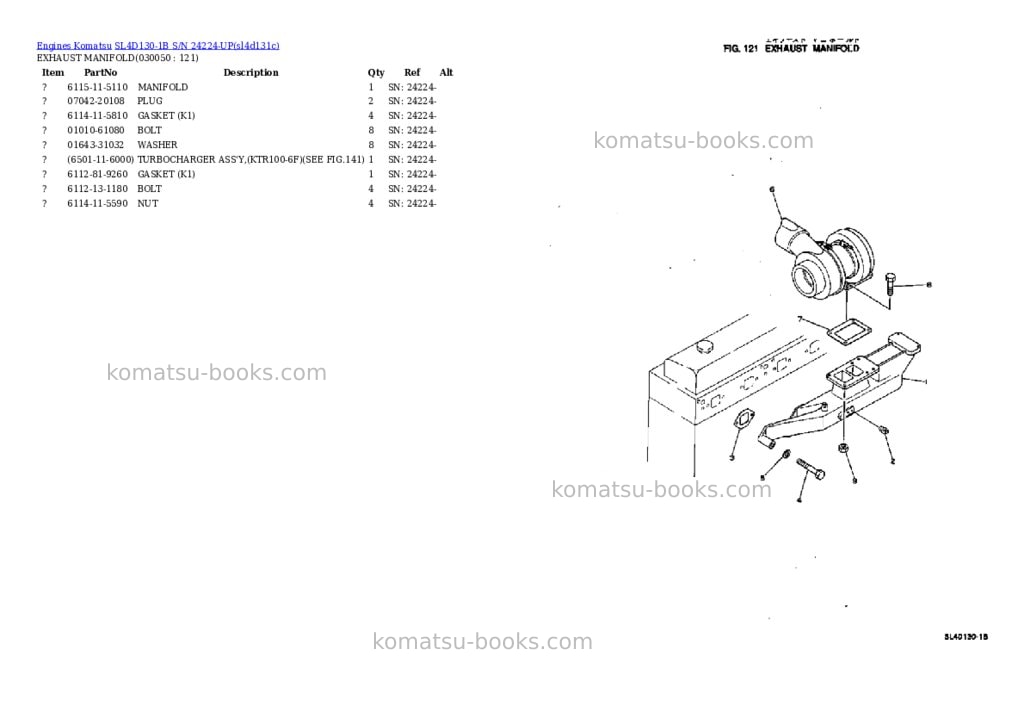 Komatsu SL4D130-1B S/N 24224-UP Parts catalog cover Page 4