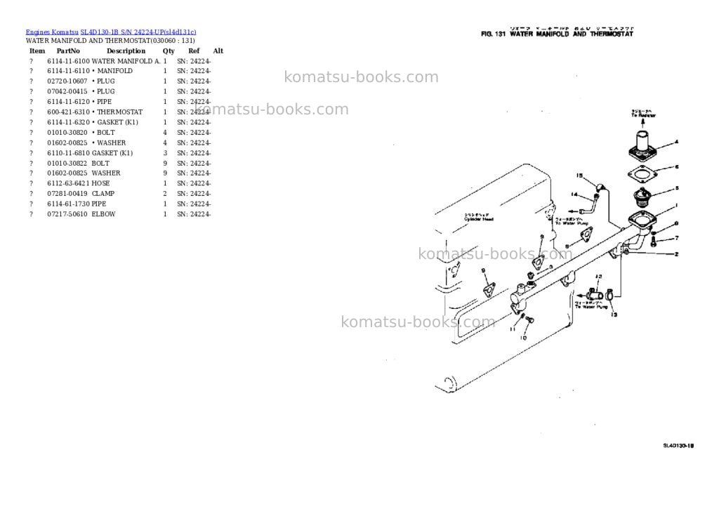 Komatsu SL4D130-1B S/N 24224-UP Parts catalog cover Page 5