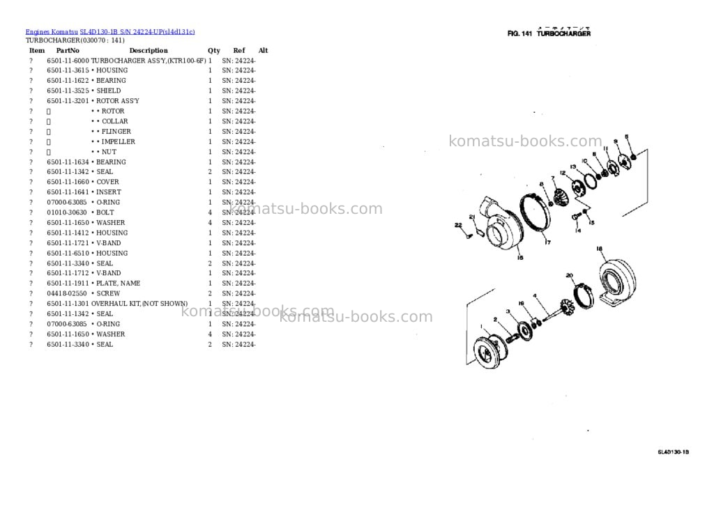 Komatsu SL4D130-1B S/N 24224-UP Parts catalog cover Page 6
