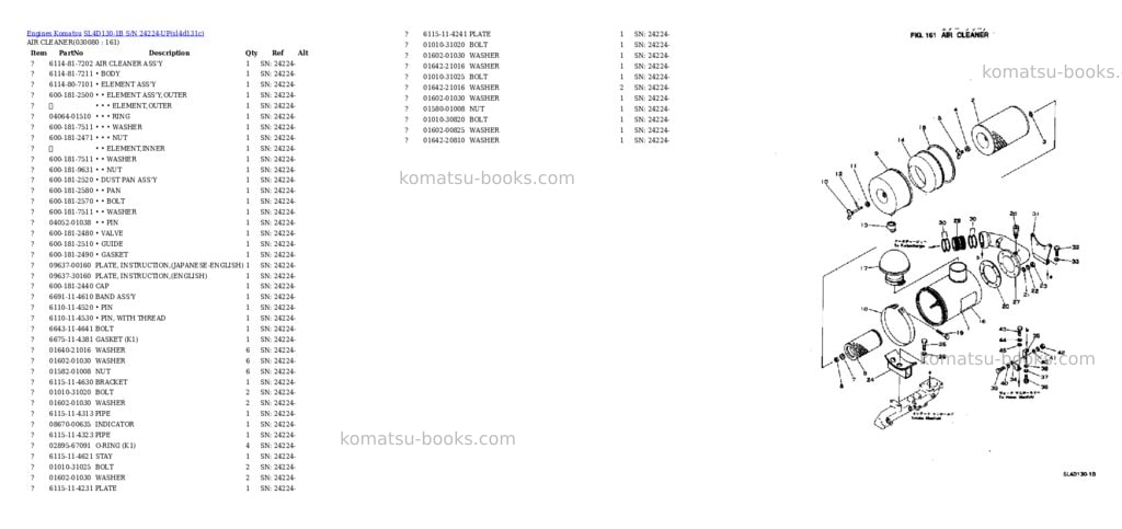 Komatsu SL4D130-1B S/N 24224-UP Parts catalog cover Page 7