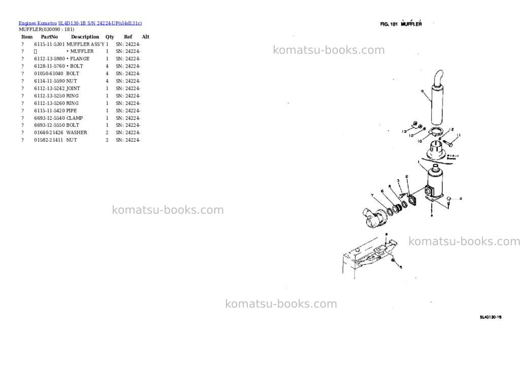 Komatsu SL4D130-1B S/N 24224-UP Parts catalog cover Page 8