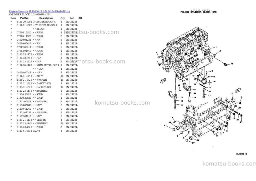 Komatsu SL4D130-1B S/N 24224-UP Parts catalog cover Page 9