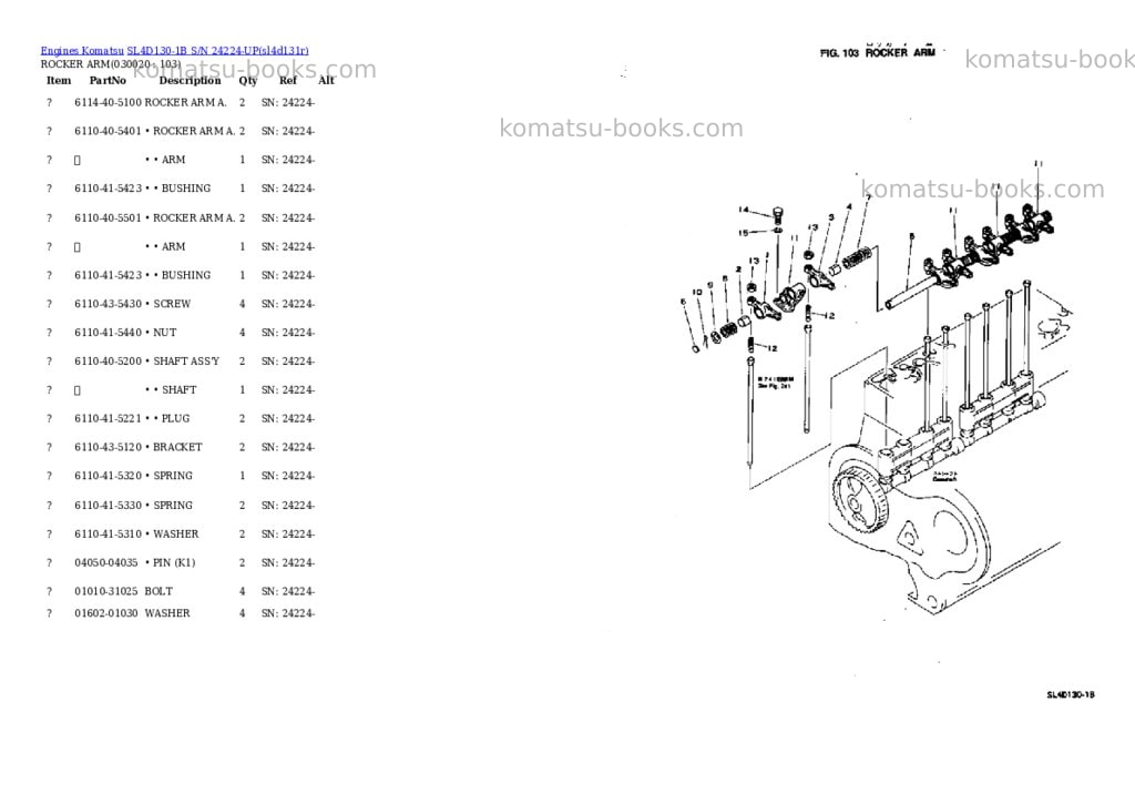 Komatsu sl4d130-1b s/n 24224-up Parts catalog cover