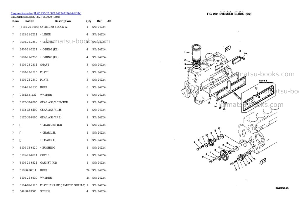 Komatsu sl4d130-1b s/n 24224-up Parts catalog cover Page 10
